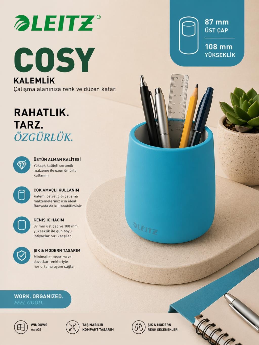 Leitz Cosy Kalemlik, Mavi - KOD:53290061