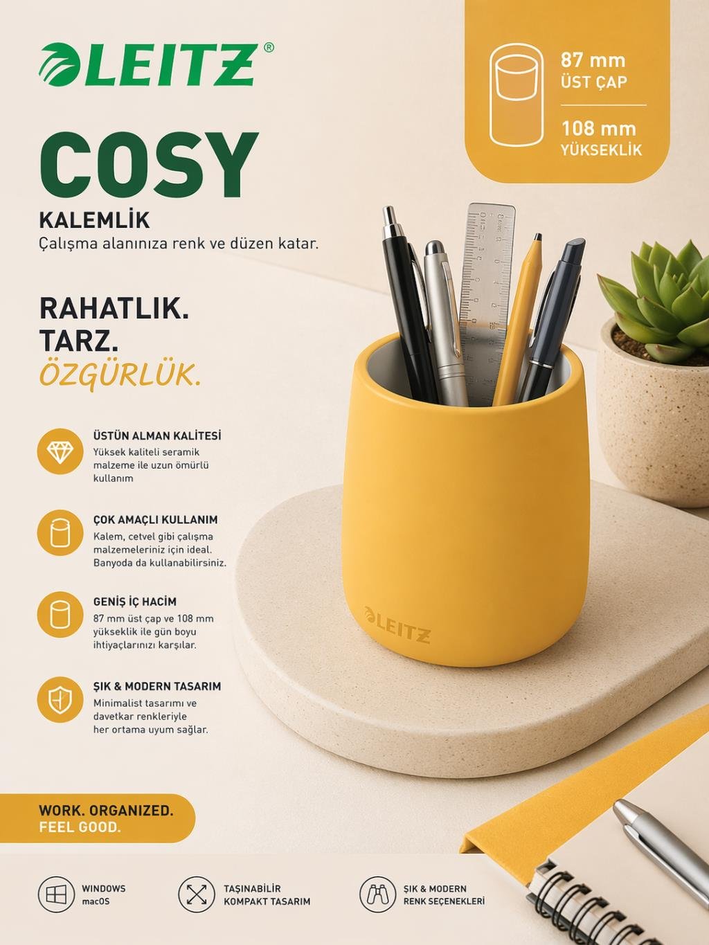 Leitz Cosy Kalemlik SARI - KOD:53290019