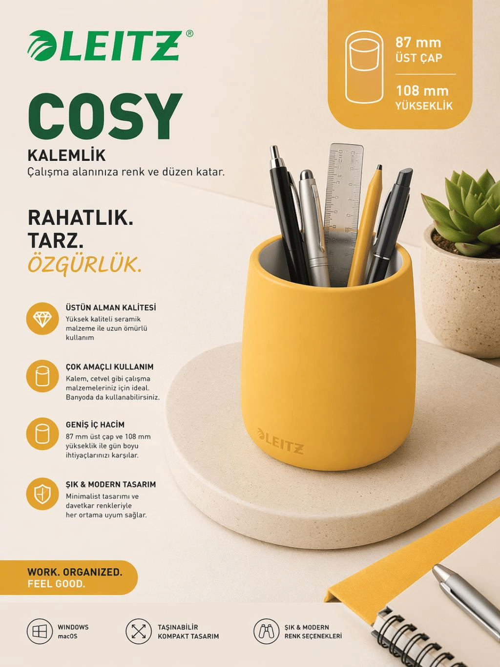 Leitz Cosy Kalemlik SARI - KOD:53290019