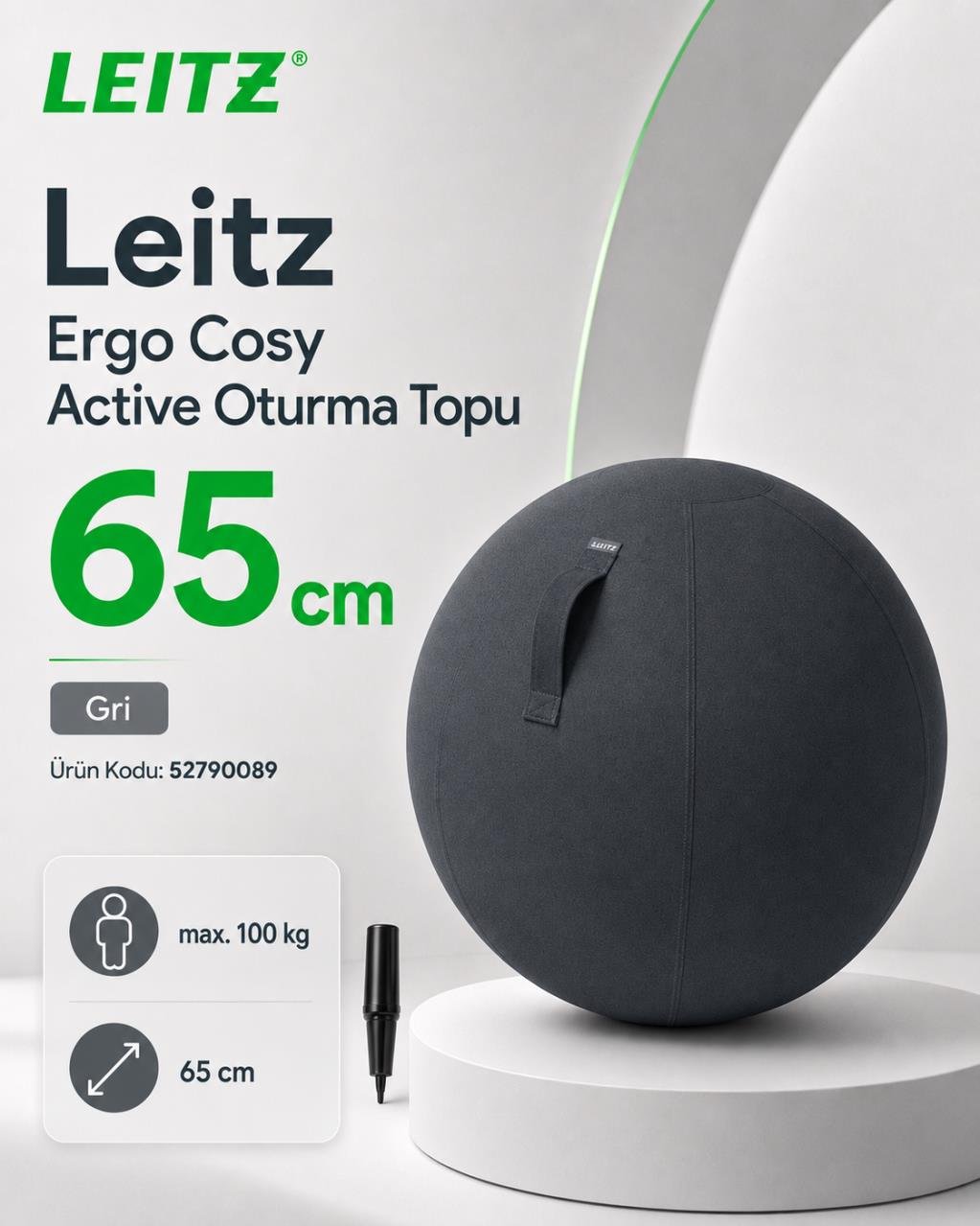 Leitz Ergo Cosy Active Oturma Topu GRİ - KOD:52790089