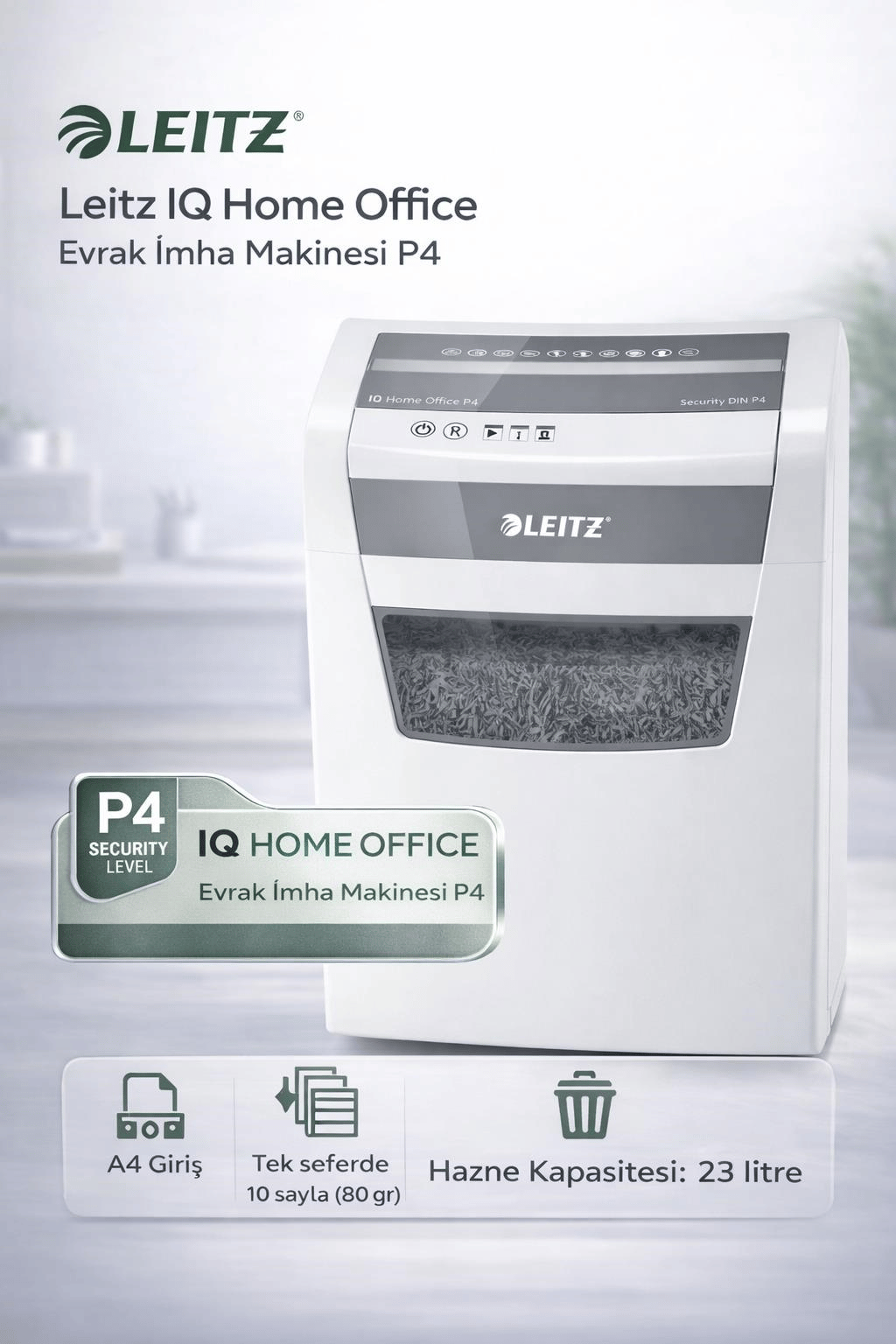 Leitz IQ Home Office Evrak İmha Makinesi P4 - KOD:80090000