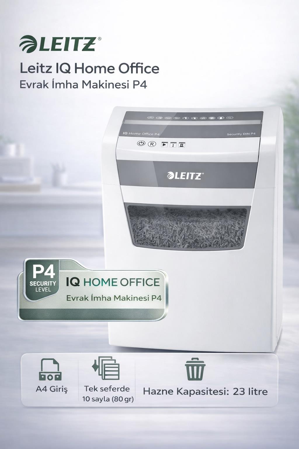 Leitz IQ Home Office Evrak İmha Makinesi P4 - KOD:80090000