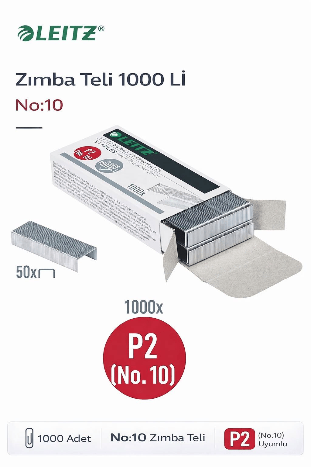 Leitz Power Performance P2 Zımba Telleri (No:10 – 1000 Adet)