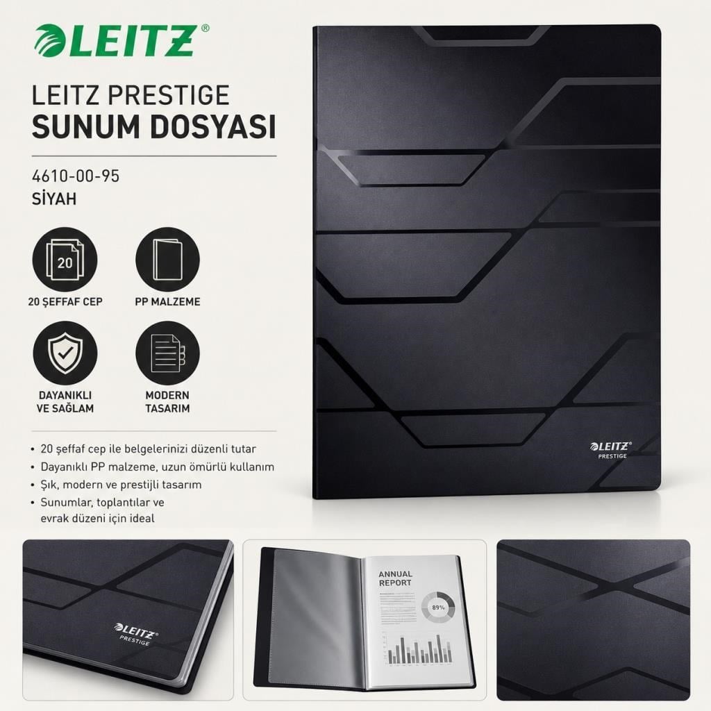 Leitz Sunum Dosyası 4610-00-95 Siyah 20 Sayfa 