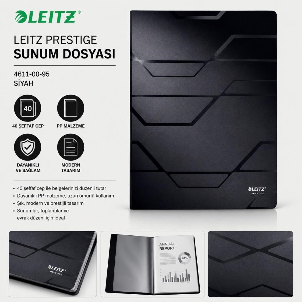Letiz Sunum Dosyası 4611-00-95 Siyah 40 Sayfa 