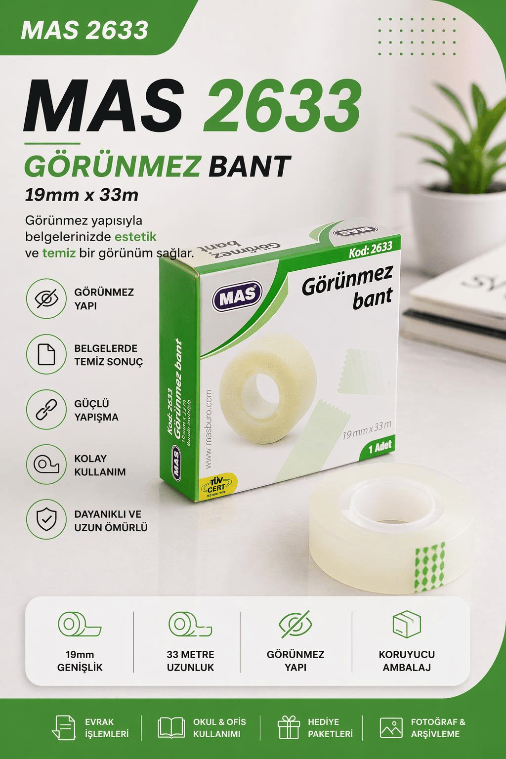Mas 2633 Görünmez Bant 19*33