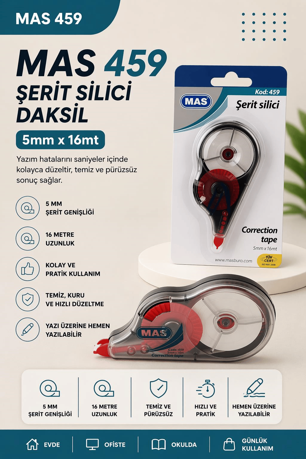 MAS 459 Şerit Silici Daksil 5 mm x 16 m