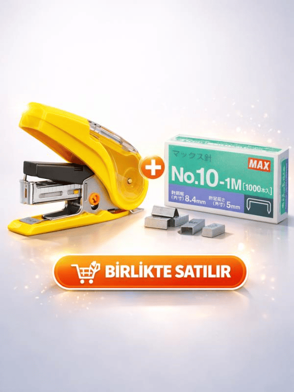 MAX SAKURI KİDS HD-10NLCK Sarı Mini Zımba Makinesi + Zımba Teli (20 Sayfaya Kadar)