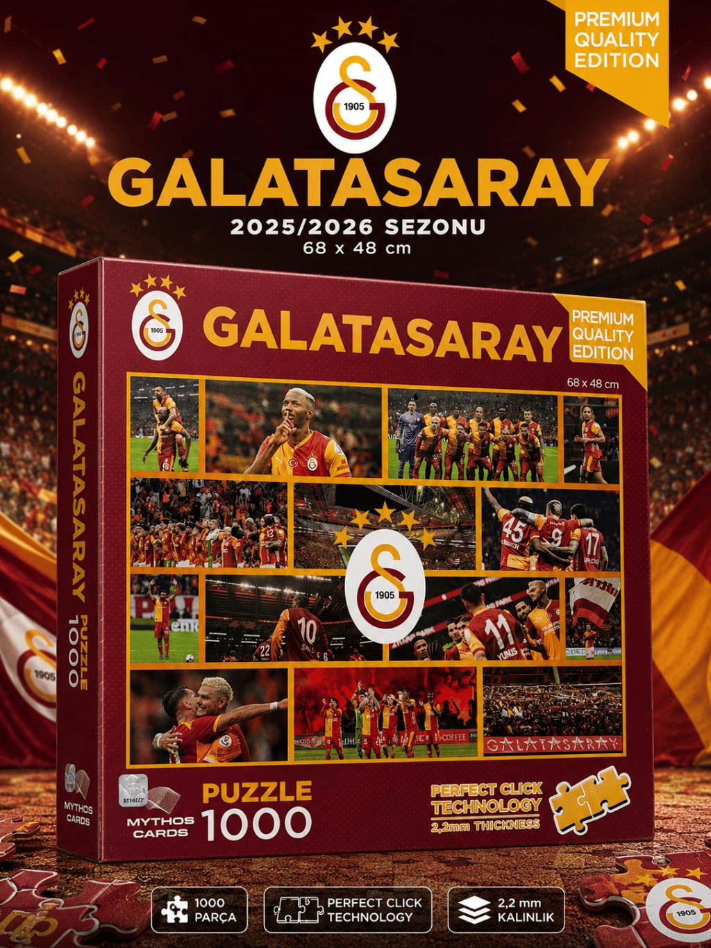 Mythos 1000 Parça Puzzle Galatasaray 2025/2026 Sezonu 68 x 48 cm | Resmi Lisanslı