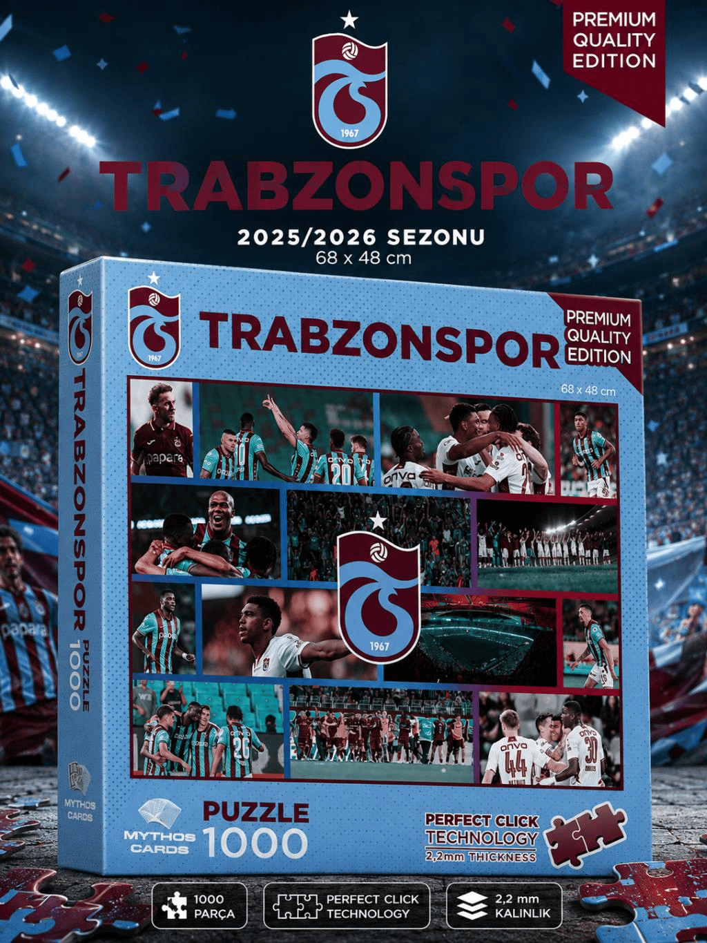 Mythos 1000 Parça Puzzle Trabzonspor 2025/2026 Sezonu 68 x 48 cm | Resmi Lisanslı