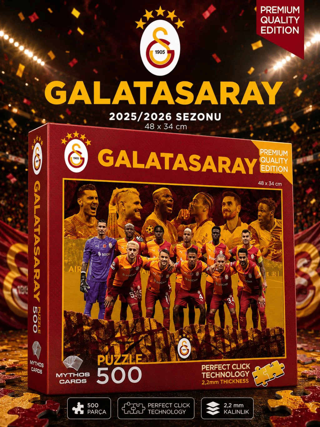 Mythos 500 Parça Puzzle Galatasaray 2025/2026 Sezonu 48 x 34 cm | Resmi Lisanslı