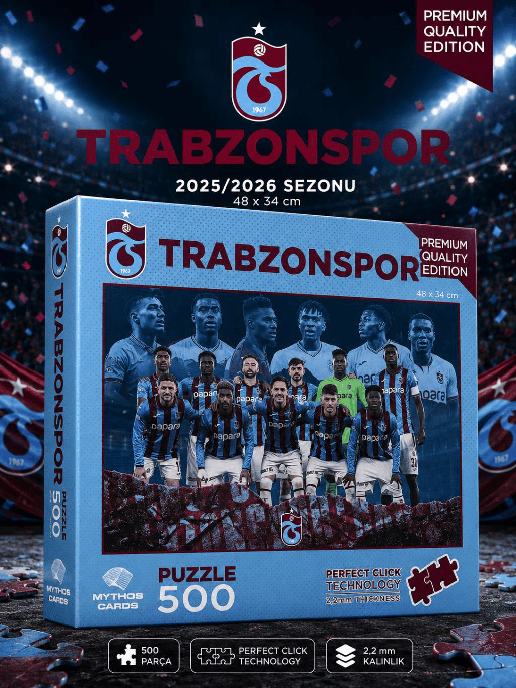 Mythos 500 Parça Puzzle Trabzonspor 2025/2026 Sezonu 48 x 34 cm | Resmi Lisanslı
