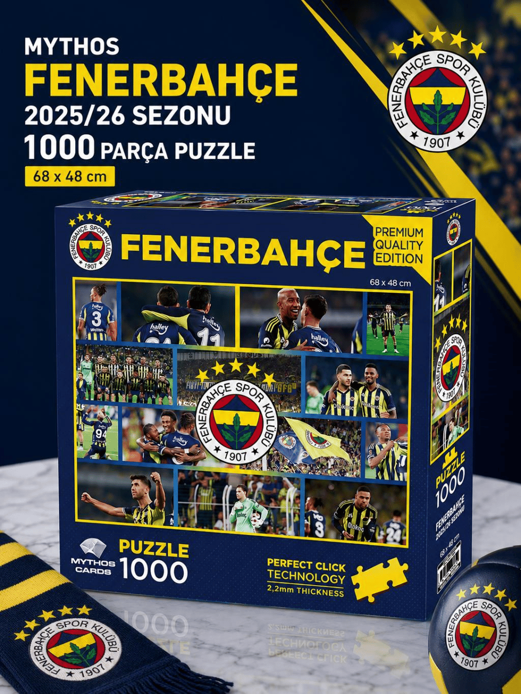 Mythos Lisanslı Fenerbahçe 1000 Parça Puzzle 68 x 48 cm – Premium Quality Edition | Perfect Click Technology