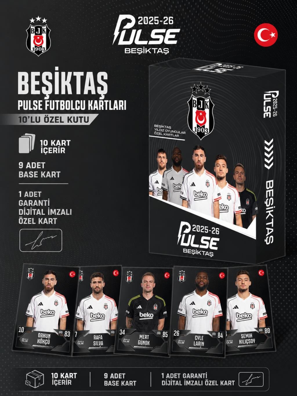 Mythos Pulse Beşiktaş Futbolcu Kartları 10'lu Özel Kutu 2025/2026 | Resmi Lisanslı