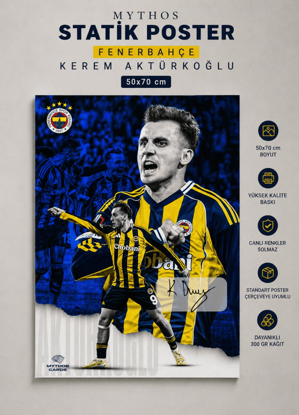 MYTHOS Statik Poster Fenerbahçe Kerem Aktürkoğlu 50x70 cm