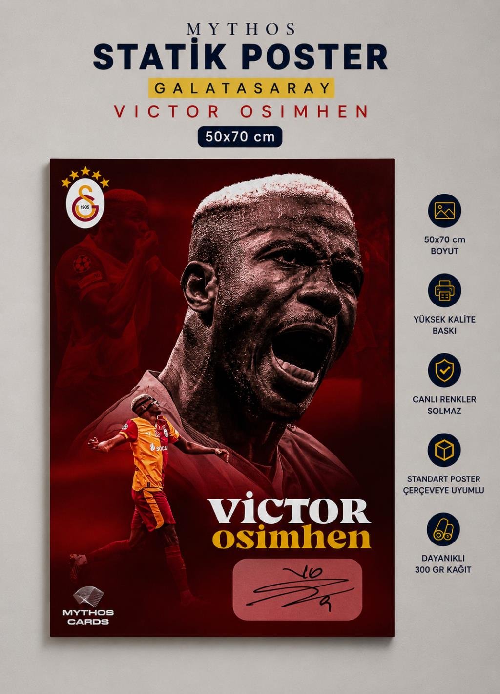 MYTHOS Statik Poster Galatarasay Victor Osimhen 50x70 cm