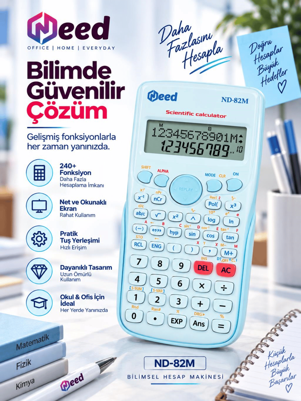 Need ND-82M Mavi 240 Fonksiyonlu Bilimsel Hesap Makinesi