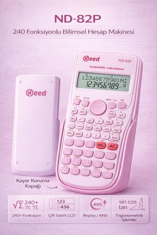 Need ND-82P Pembe 240 Fonksiyonlu Bilimsel Hesap Makinesi