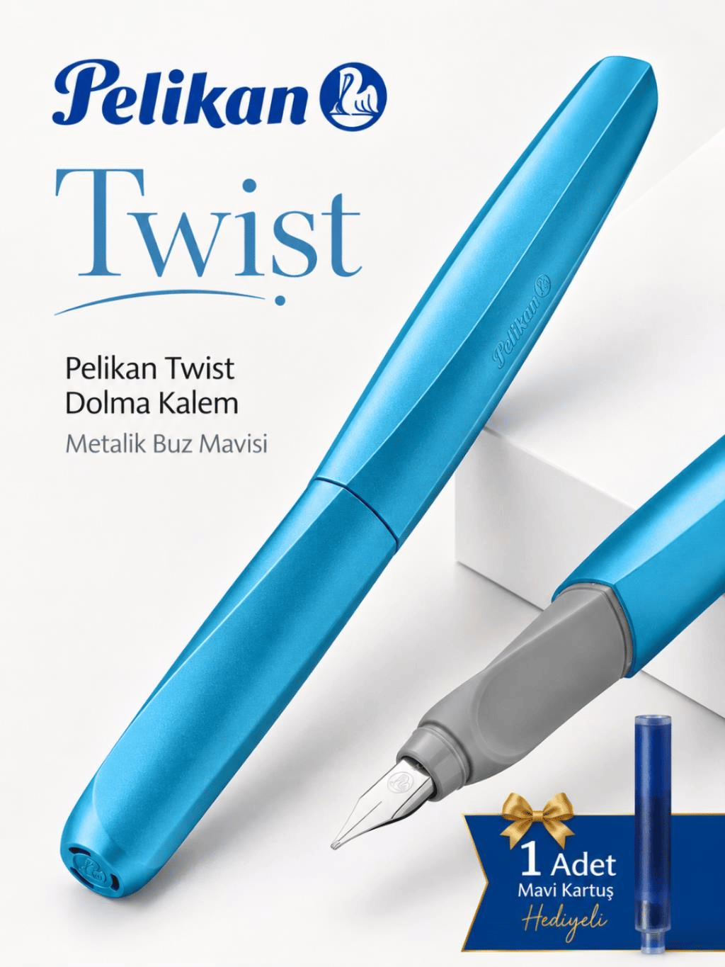 Pelikan Twist Dolma Kalem Metalik Buz Mavisi P457