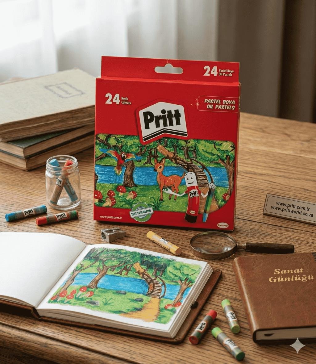 Pritt 24 Renk Pastel Boya Karton Kutu | Yağlı Pastel Boya Seti 