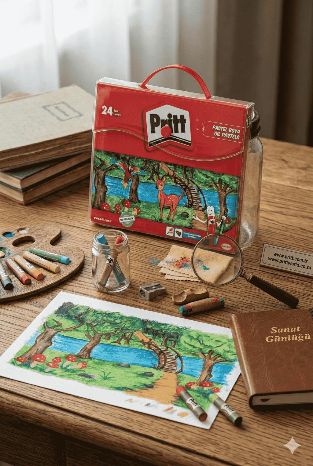 Pritt 24 Renk Pastel Boya Seti Çantalı | Yağlı Pastel Boya