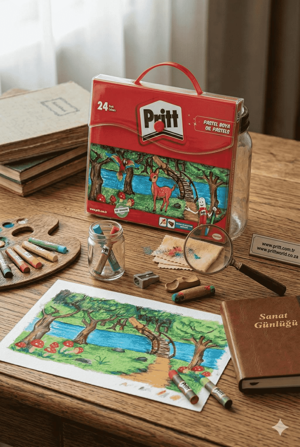Pritt 24 Renk Pastel Boya Seti Çantalı | Yağlı Pastel Boya