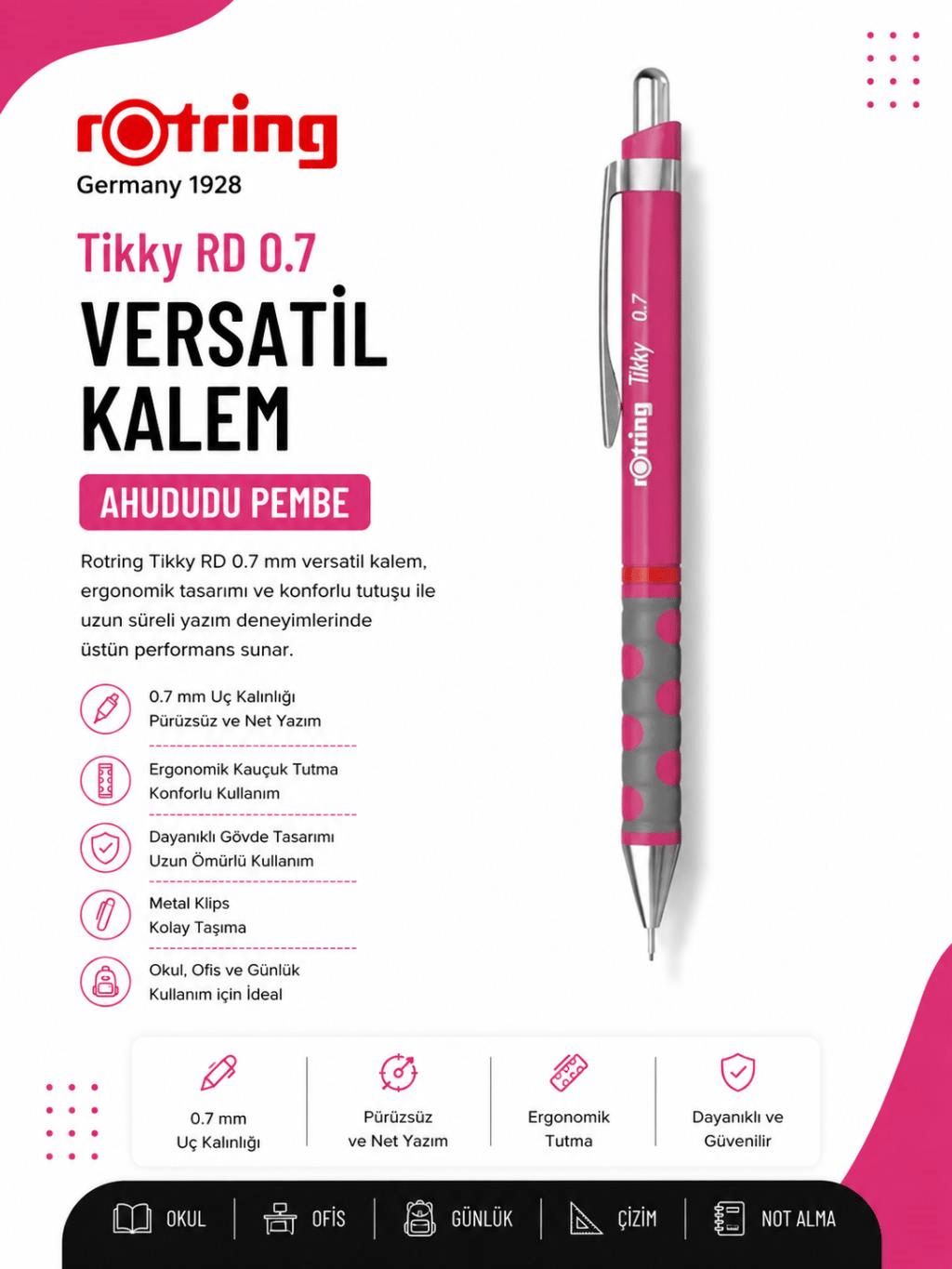 Rotring Versatil Kalem Tikky Rd Ahududu Pembe 0.7 MM 2214581
