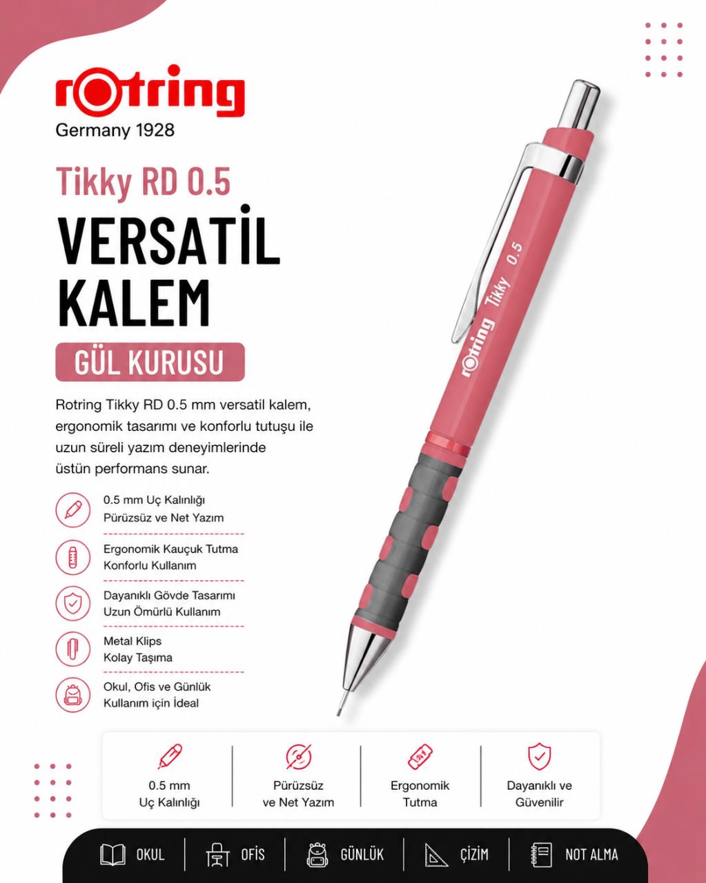 Rotring Versatil Kalem Tikky RD Gül Kurusu 0.5 MM RO-2189063