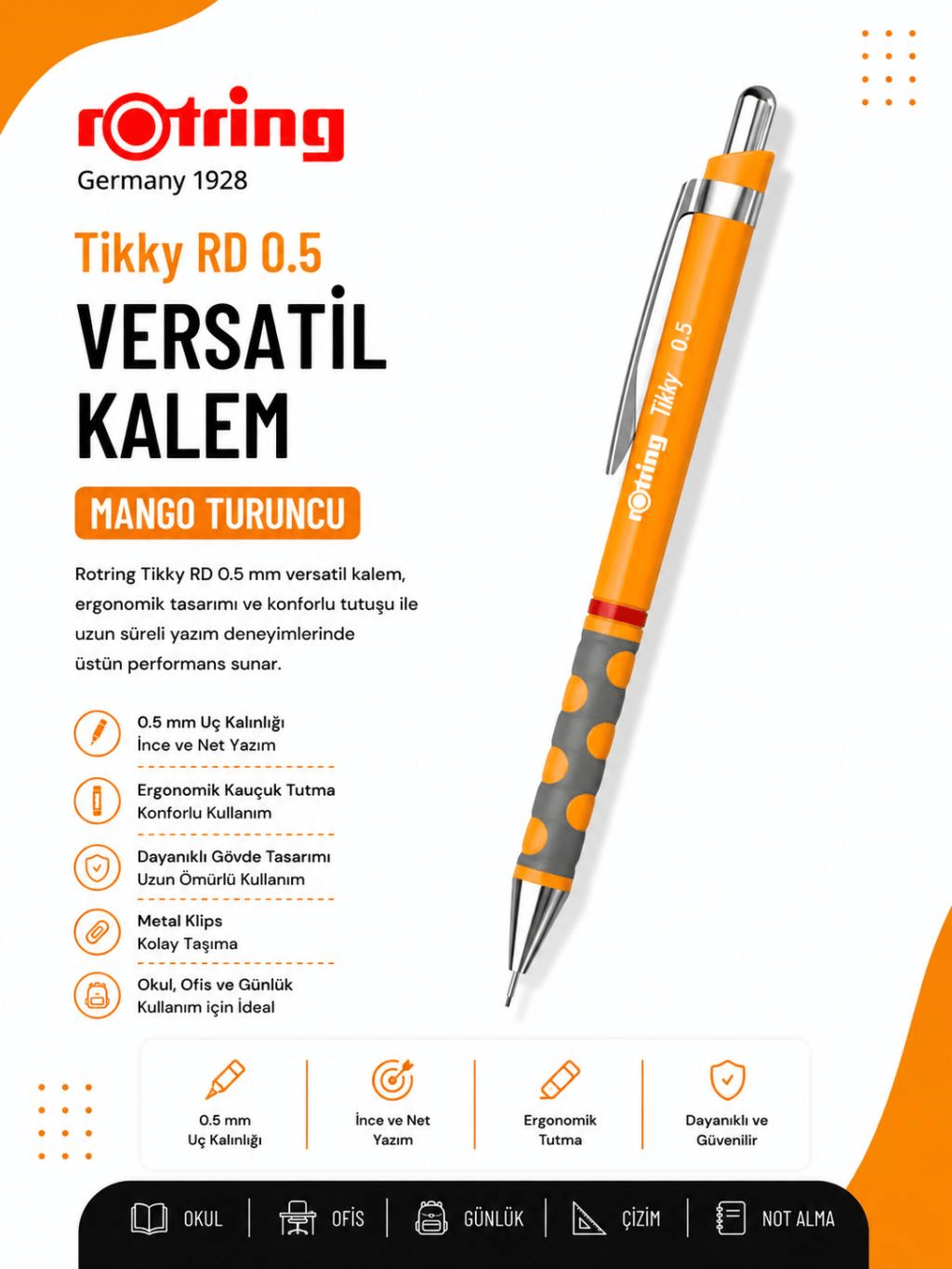 Rotring Versatil Kalem Tikky Rd Mango Turuncu 0.5 MM 2214583