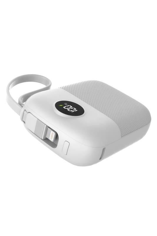 S-link MP110 10000mAh PD 22.5W Beyaz Powerbank – Type-C + Lightning Kablolu LCD Göstergeli Taşınabilir Hızlı Şarj Cihazı