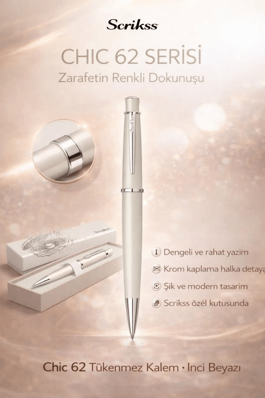 Scrikss Chic 62 Tükenmez Kalem İnci Beyazı