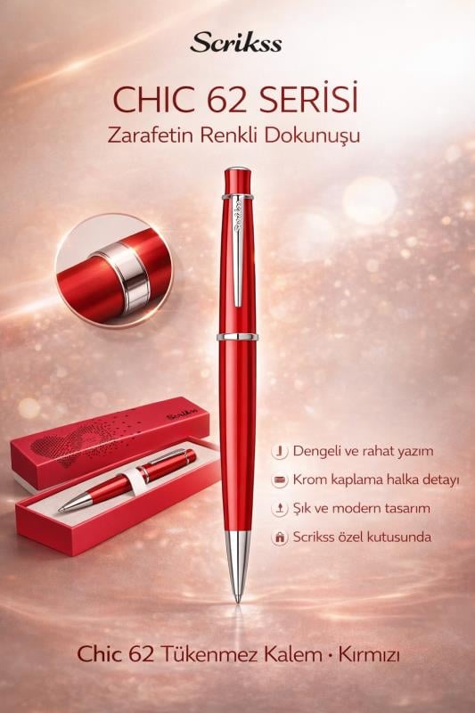 Scrikss Chic 62 Tükenmez Kalem Kırmızı