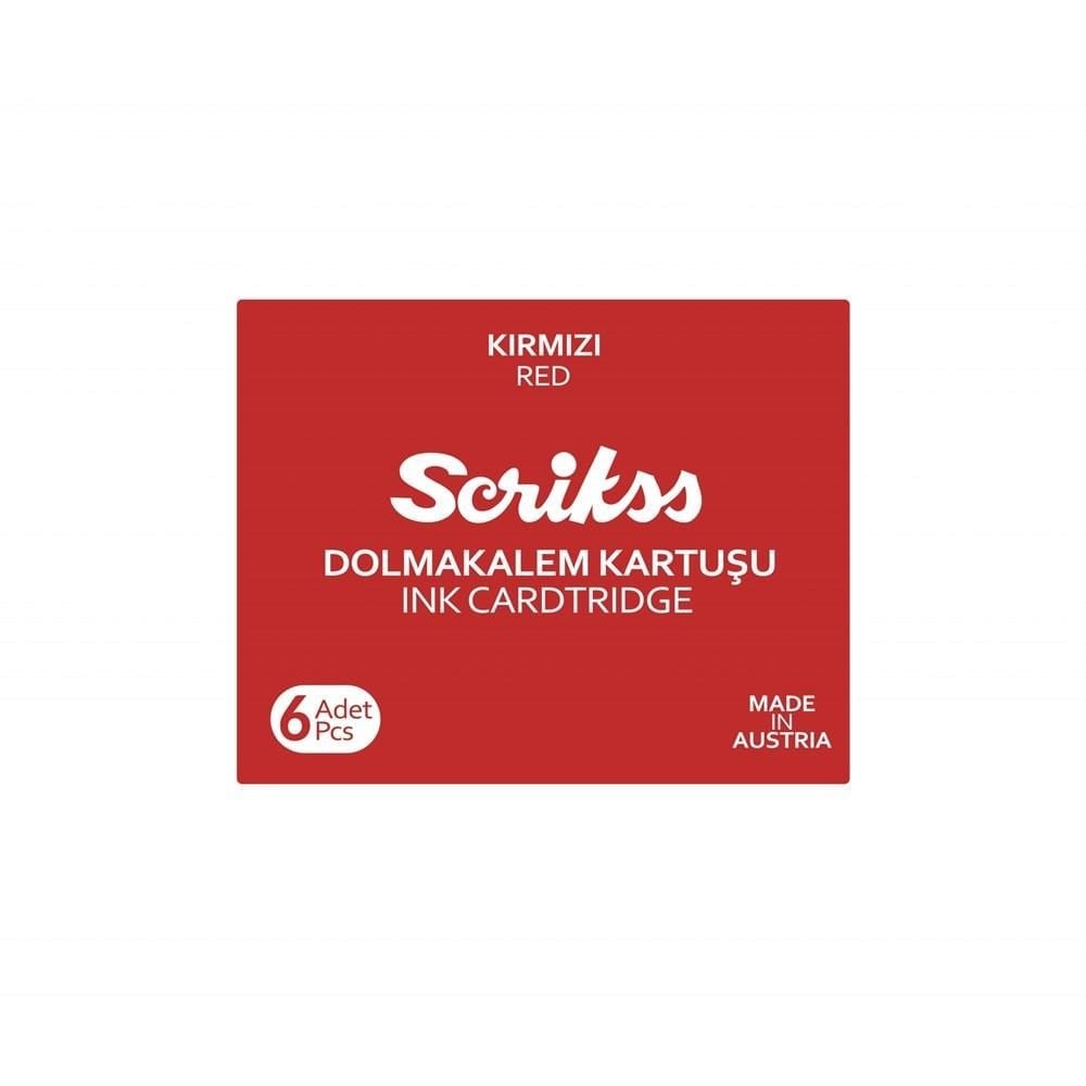 Scrikss Dolma Kalem Kartuş 6'lı Paket Kırmızı