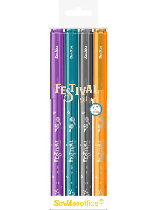 Scrikss Festival Jel Tükenmez Kalem 0.7 mm Vivid Renkler 4'Lü Blister-2