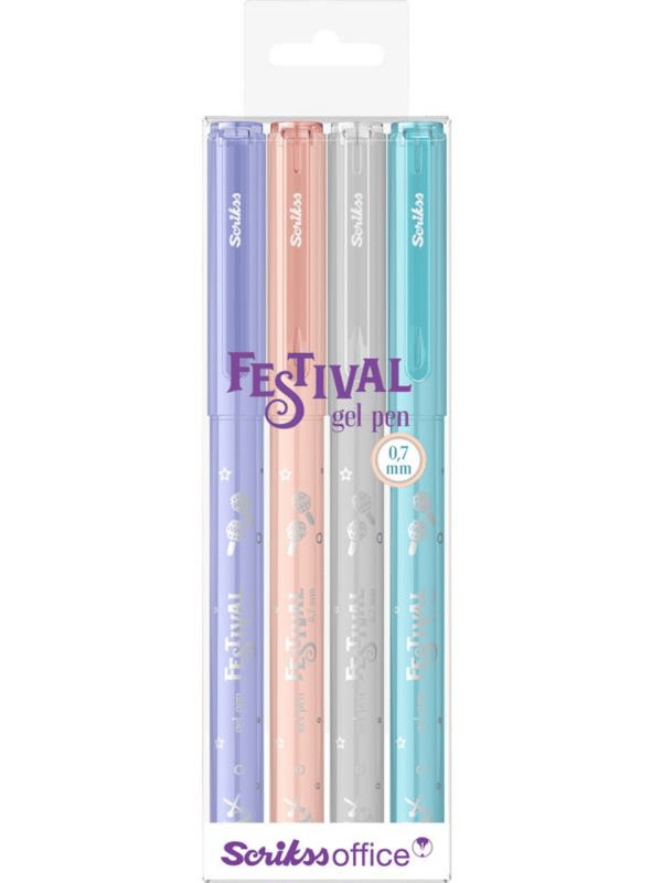Scrikss Festival Jel Tükenmez Kalem 0.7 mm Pastel Renkler 4'Lü Blister