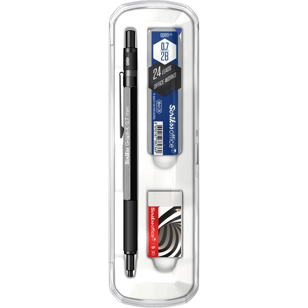 Scrikss Graph-X 3'lü Set Mekanik Kurşun Kalem 0.7 mm Antrasit