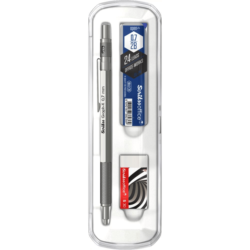 Scrikss Graph-X 3'lü Set Mekanik Kurşun Kalem 0.7 mm Kurşun Gri