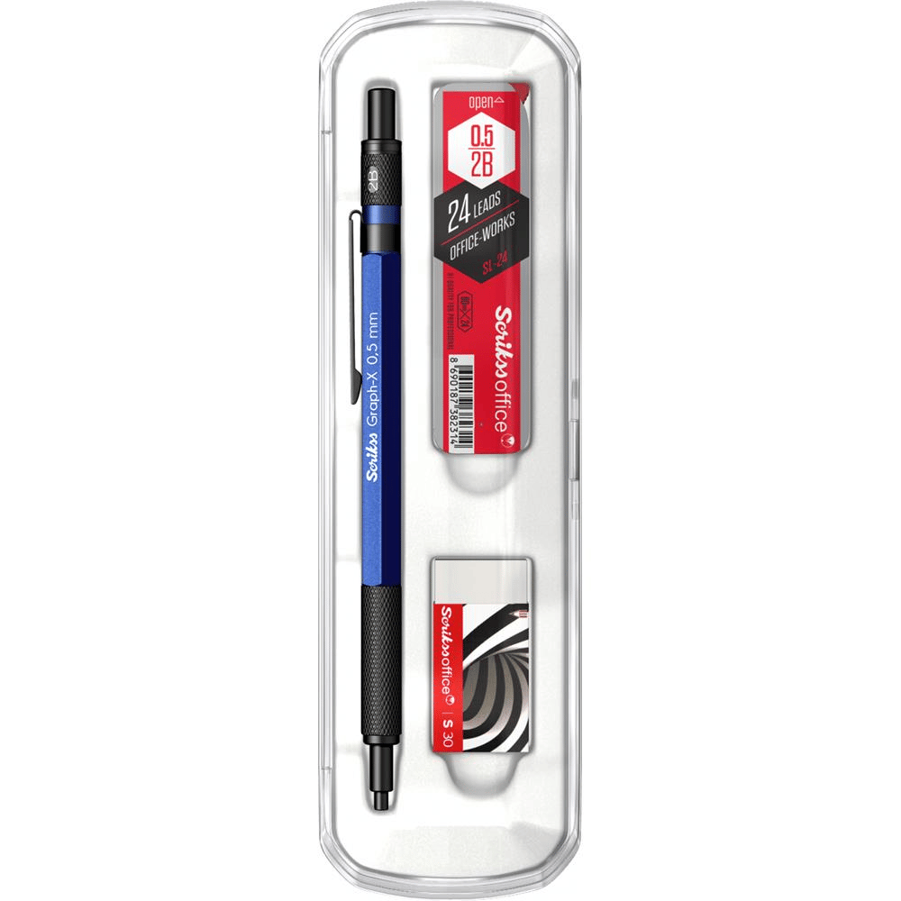Scrikss Graph-X 3'lü Set Mekanik Kurşun Kalem 0.5 mm Mavi