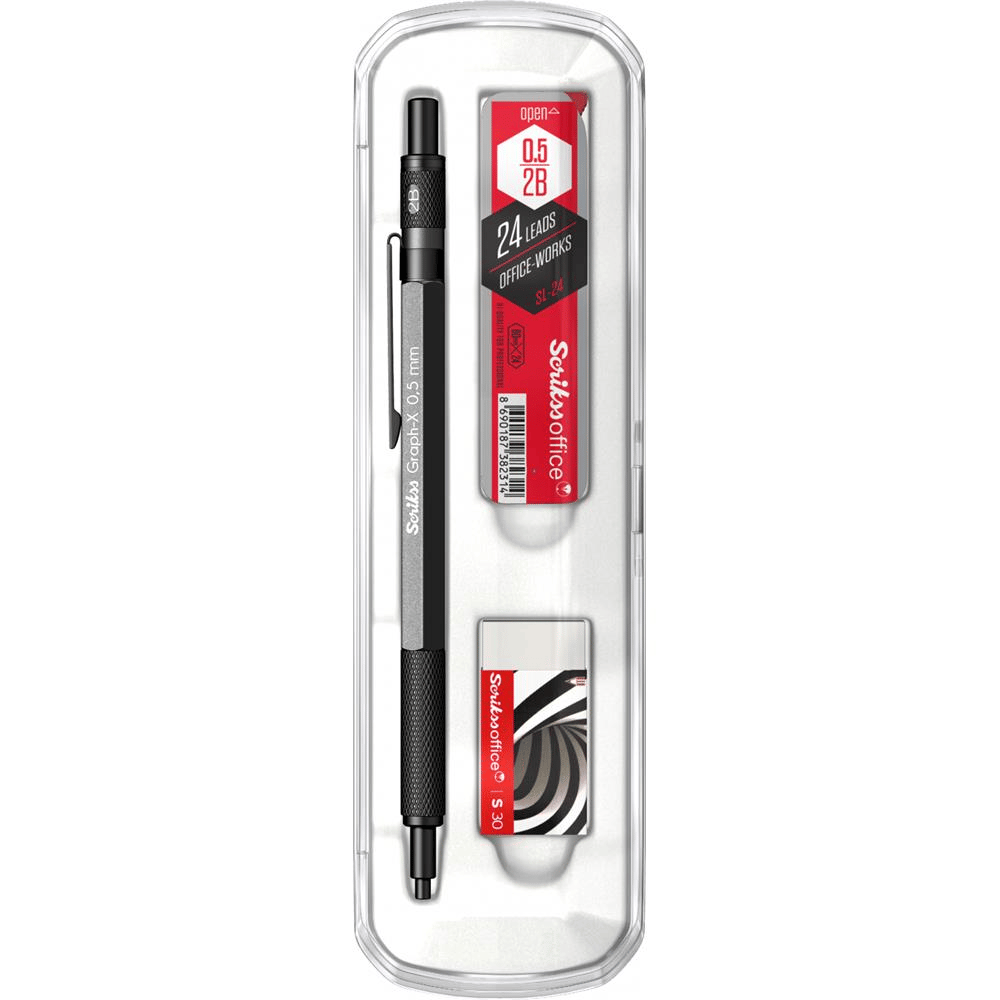 Scrikss Graph-X 3'lü Set Mekanik Kurşun Kalem 0.5 mm Antrasit