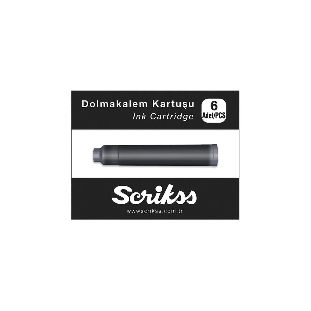 Scrikss Kartuş Dolma Kalem Kartuşu 6'lı Paket Siyah