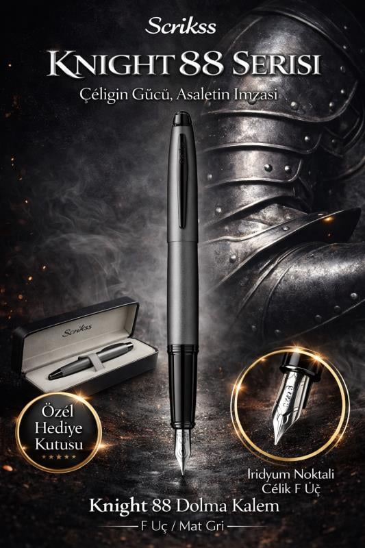 Scrikss Knight 88 Dolma Kalem F Uç Mat Gri