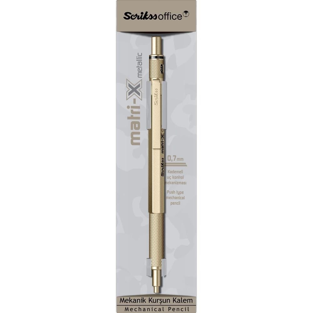 Scrikss Matri-X Mekanik Kurşun Kalem 0.7 mm Metalik Altın