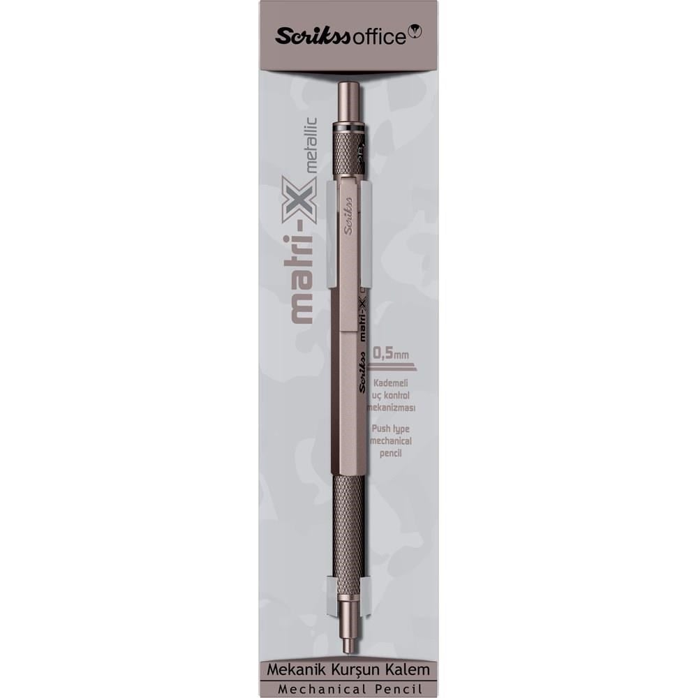Scrikss Matri-X Mekanik Kurşun Kalem 0.5 Mm Metalik Gri