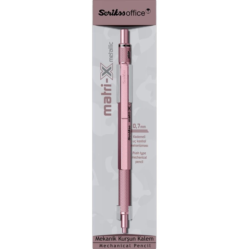 Scrikss Matri-X Mekanik Kurşun Kalem 0.7 mm Metalik Açık Pembe