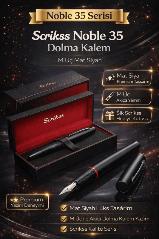 Scrikss Noble 35 Dolma Kalem M Uç Mat Siyah