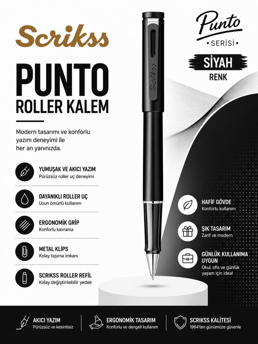 Scrikss Punto Roller Kalem Siyah 