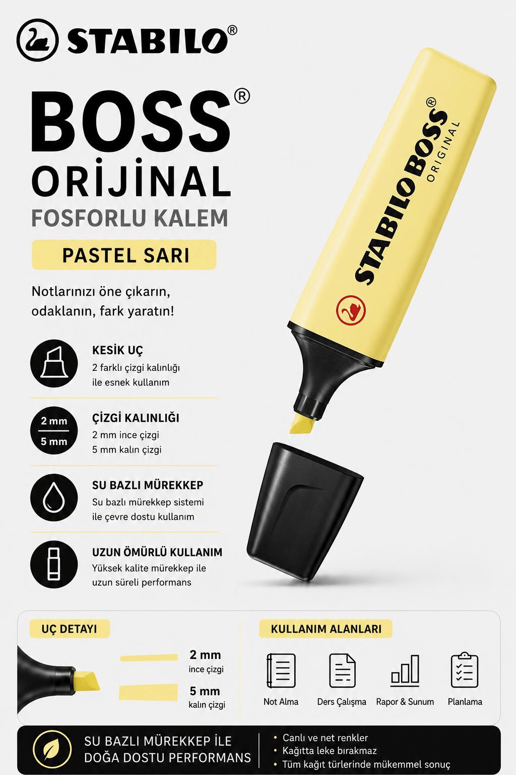 Stabilo Boss 70/144 Fosforlu Kalem - Pastel Sarı 