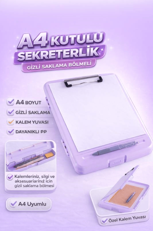 Umix A4 PP Kutulu Sekreterlik Kalemlikli Kapaklı Dosya – Mor – 51013838