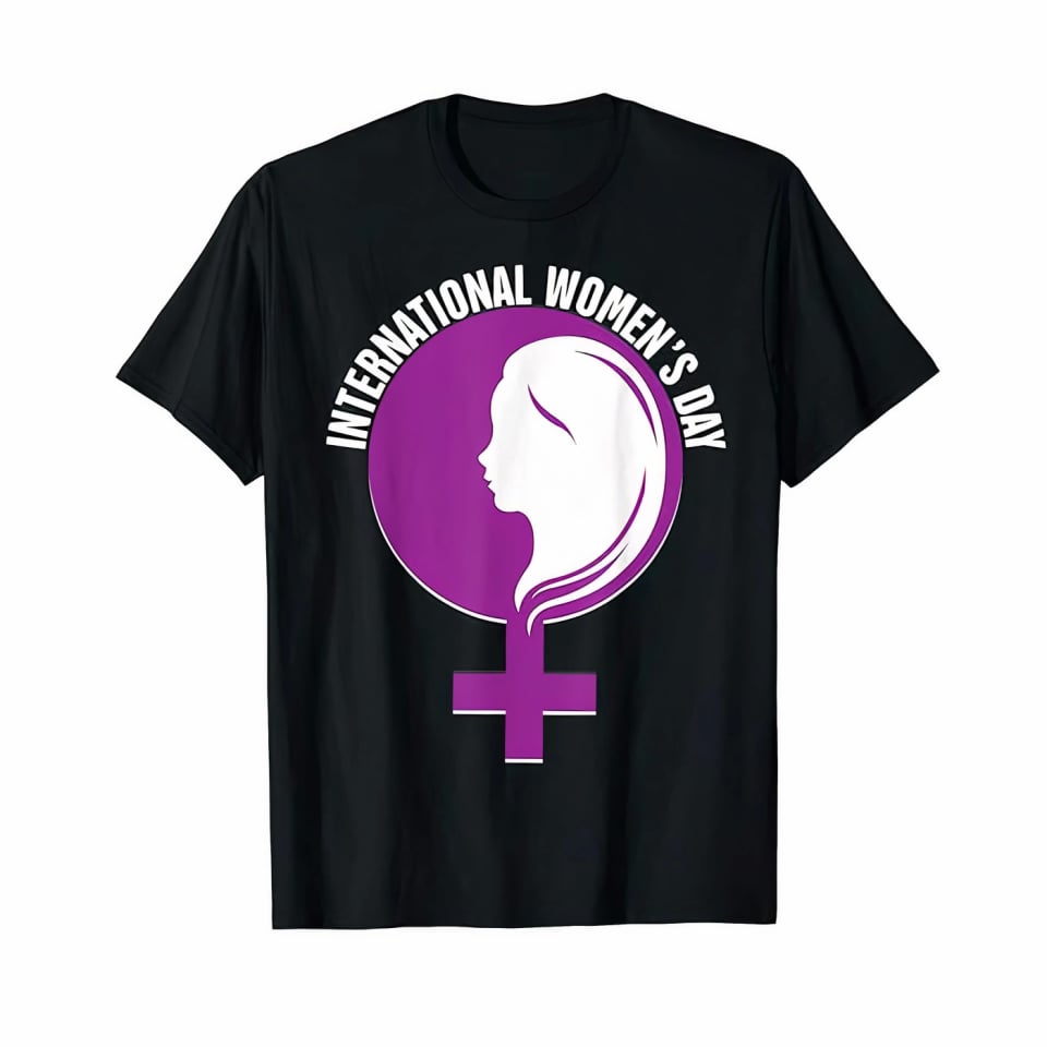 8 Mart Dünya Kadınlar Günü İçin Özel Baskılı T-shirt - Siyah