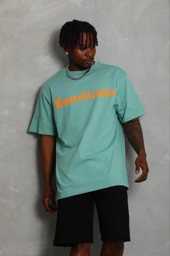 Erkek Baskılı T-Shirt Kısa Kol Bisiklet Yaka Regular Fit Rahat Kalıp Günlük Tişört - Mint Yeşili